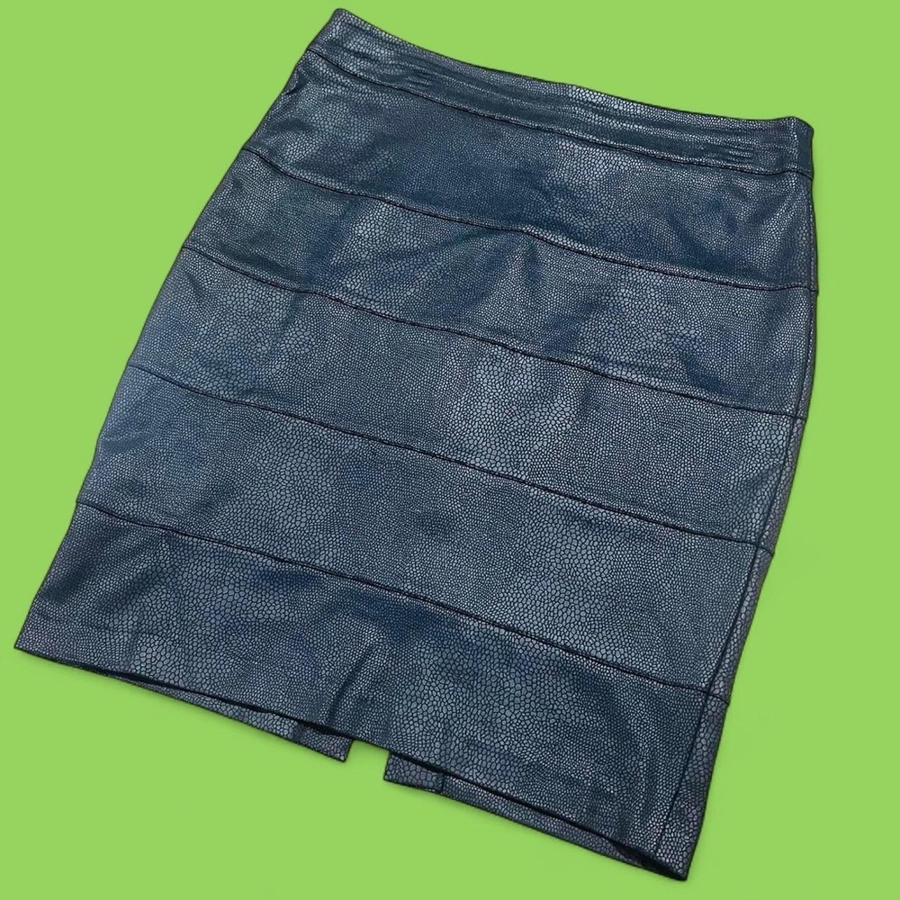 VIRTUE Faux Reptile Pattern Rayon Nylon Blend Vintage Y2K Pencil Skirt Size 8